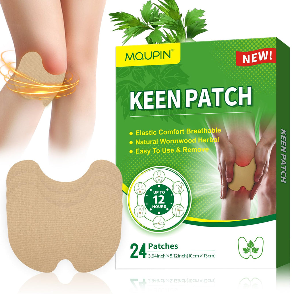 MQUPIN 24Pcs Knee Patches Natural Kee Pain Relief Arthritis Patch Knee Patches for Pain Relief Bone on Bone for Knee Back Neck Shoulder
